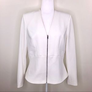 Calvin Klein White Zip Up Blazer